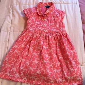 Baby GAP pink collared dress with delicate white floral pattern, Toddler 3